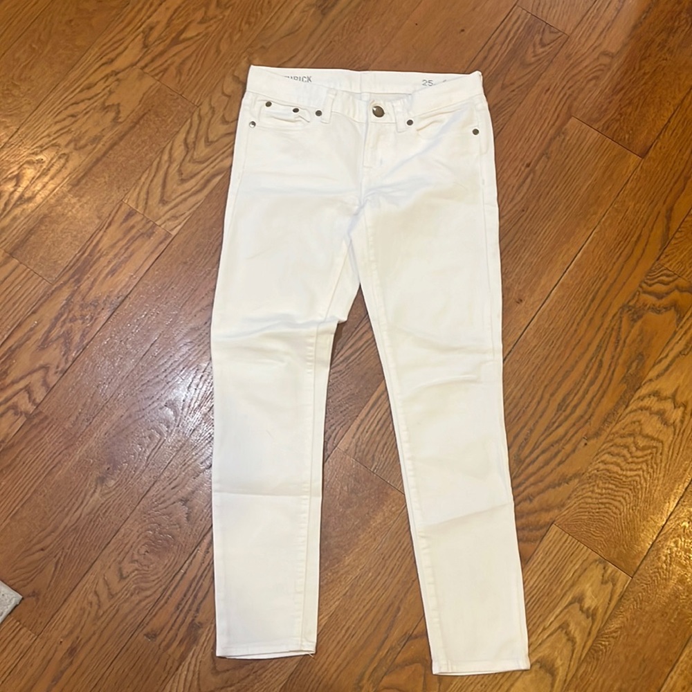 Jcrew white toothpick ankle jeans size 25